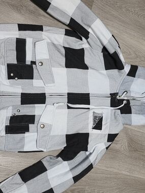 Billabong Black and White Buffalo Check Zip Hoodie